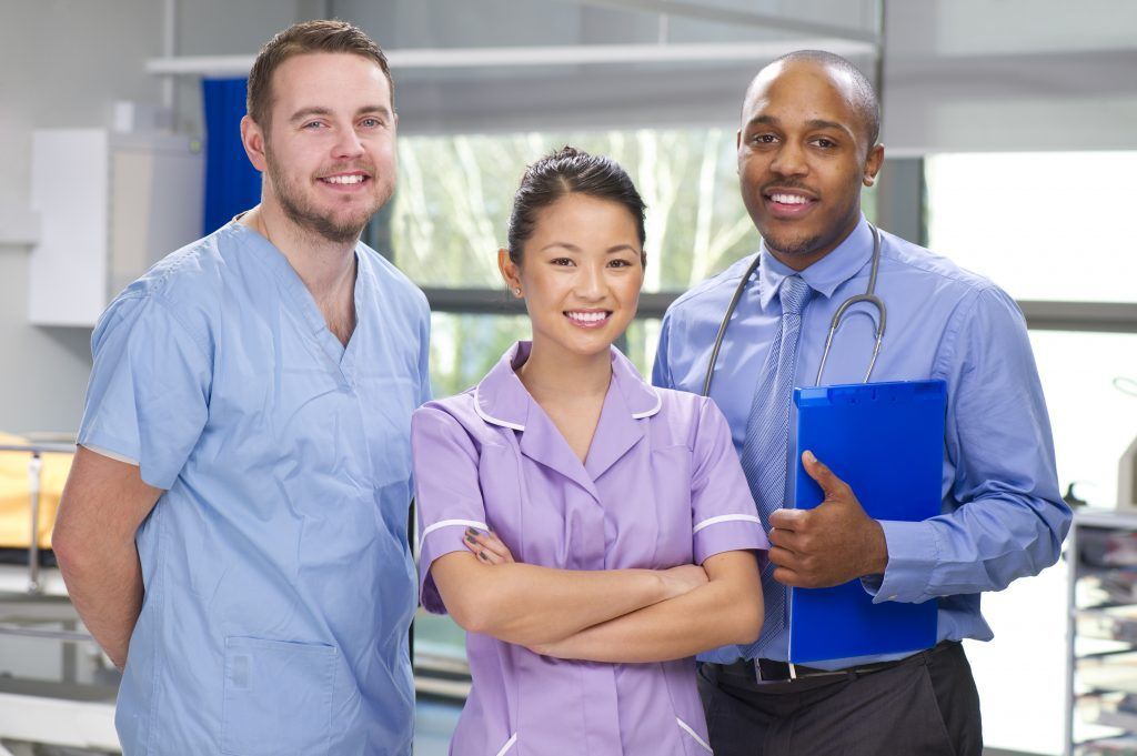A multidisciplinary healthcare team in a workplace